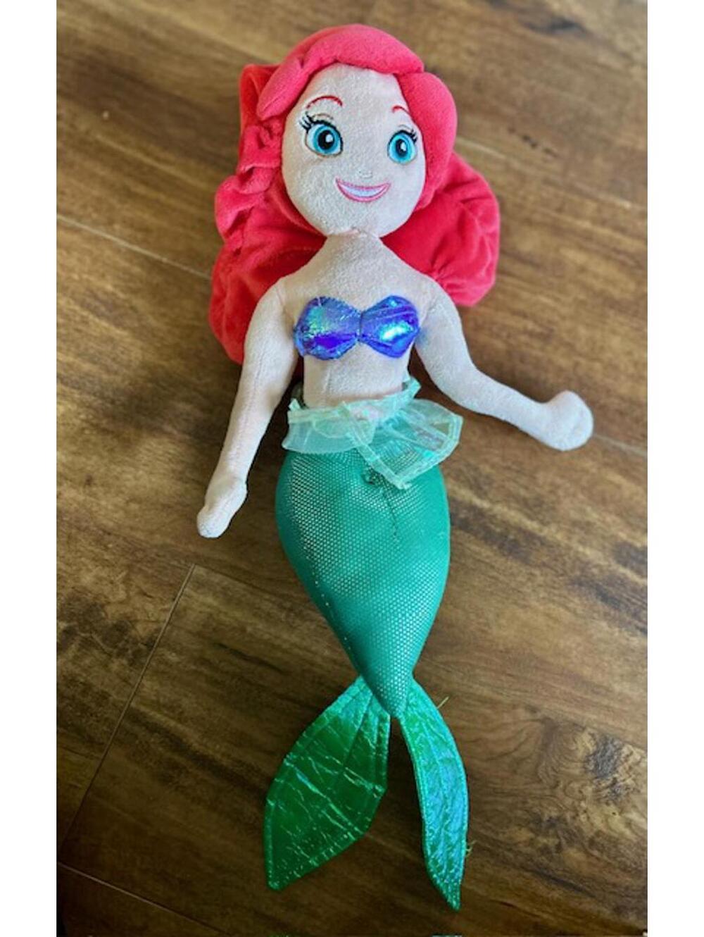 Disney Plush Little Mermaid Doll with Red Hair and Green Tail